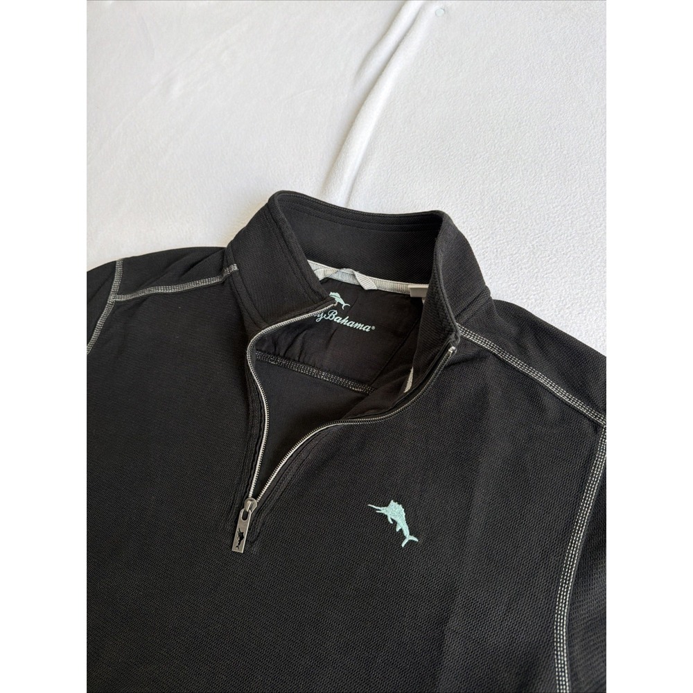 Tommy Bahama Montego Bay Half-Zip Pullover Sweatshirt Black (L) Marlin Stitch